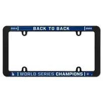 Wincraft LA Dodgers 2024-2025 Back to Back World Series Champions License Plate Frame Plastic Black