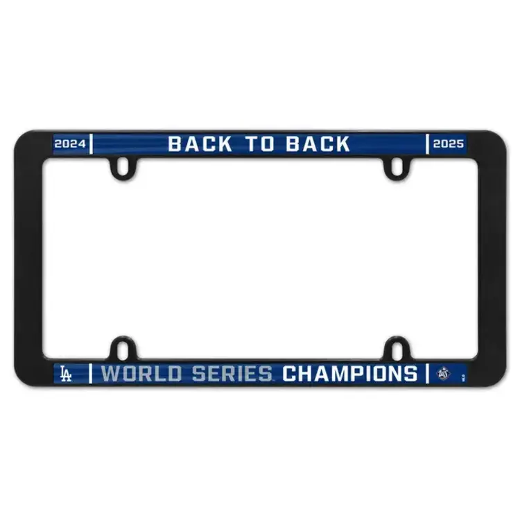 Wincraft LA Dodgers 2024-2025 Back to Back World Series Champions License Plate Frame Plastic Black