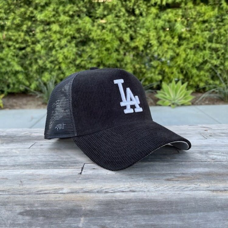 New Era LA Dodgers Black Corduroy Trucker Mesh 940 A-Frame