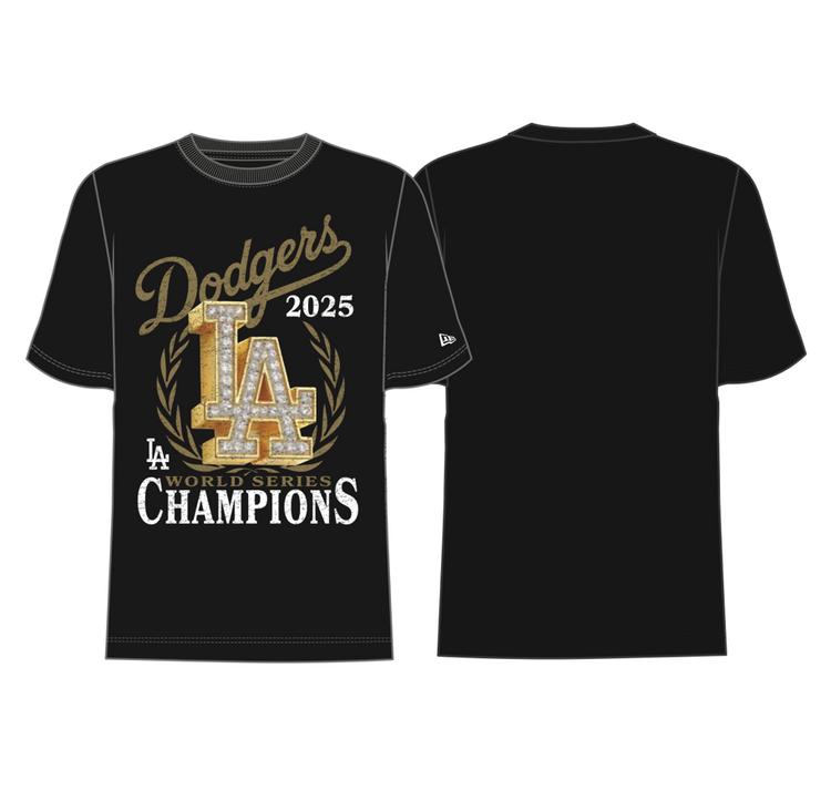 New Era LA Dodgers Men's 2025 World Series Champs Bling Black
