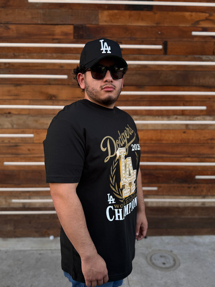 New Era LA Dodgers Men's 2025 World Series Champs Bling Black