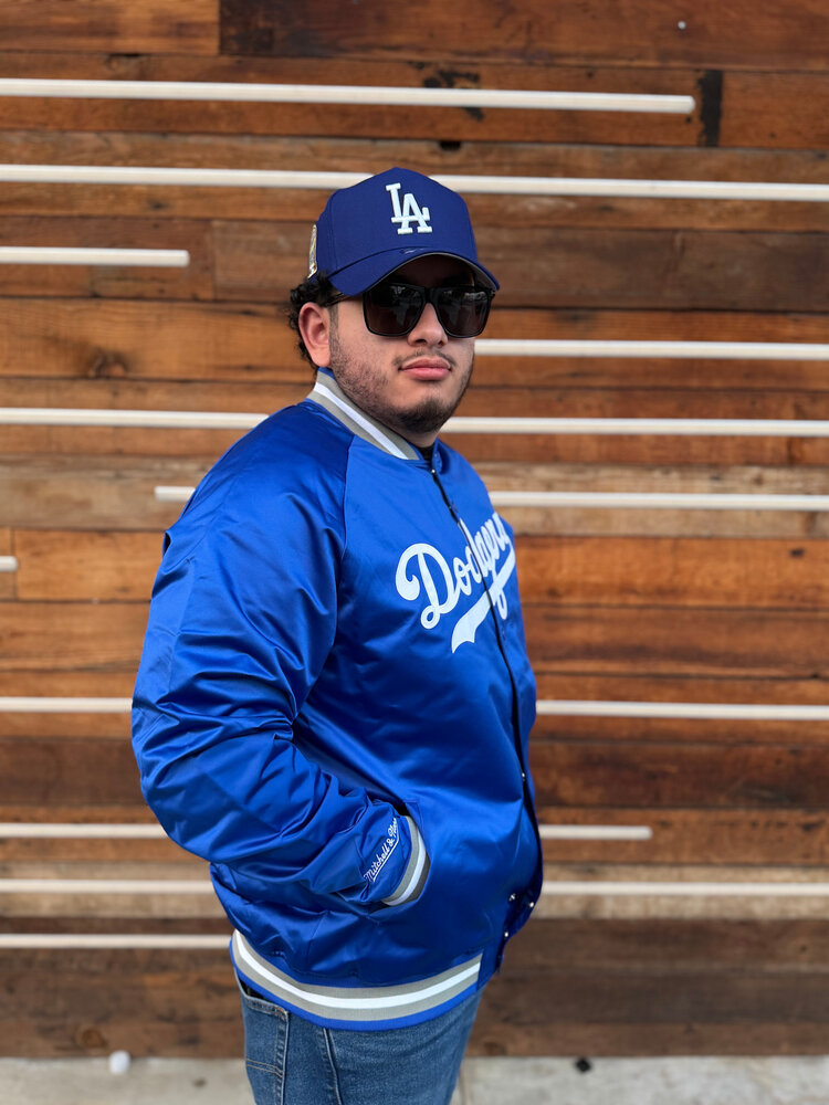 Mitchell and Ness LA Dodgers M&N Lightweight Satin Jacket Wordmark Royal