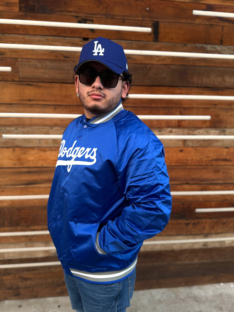 Mitchell and Ness LA Dodgers M&N Lightweight Satin Jacket Wordmark Royal