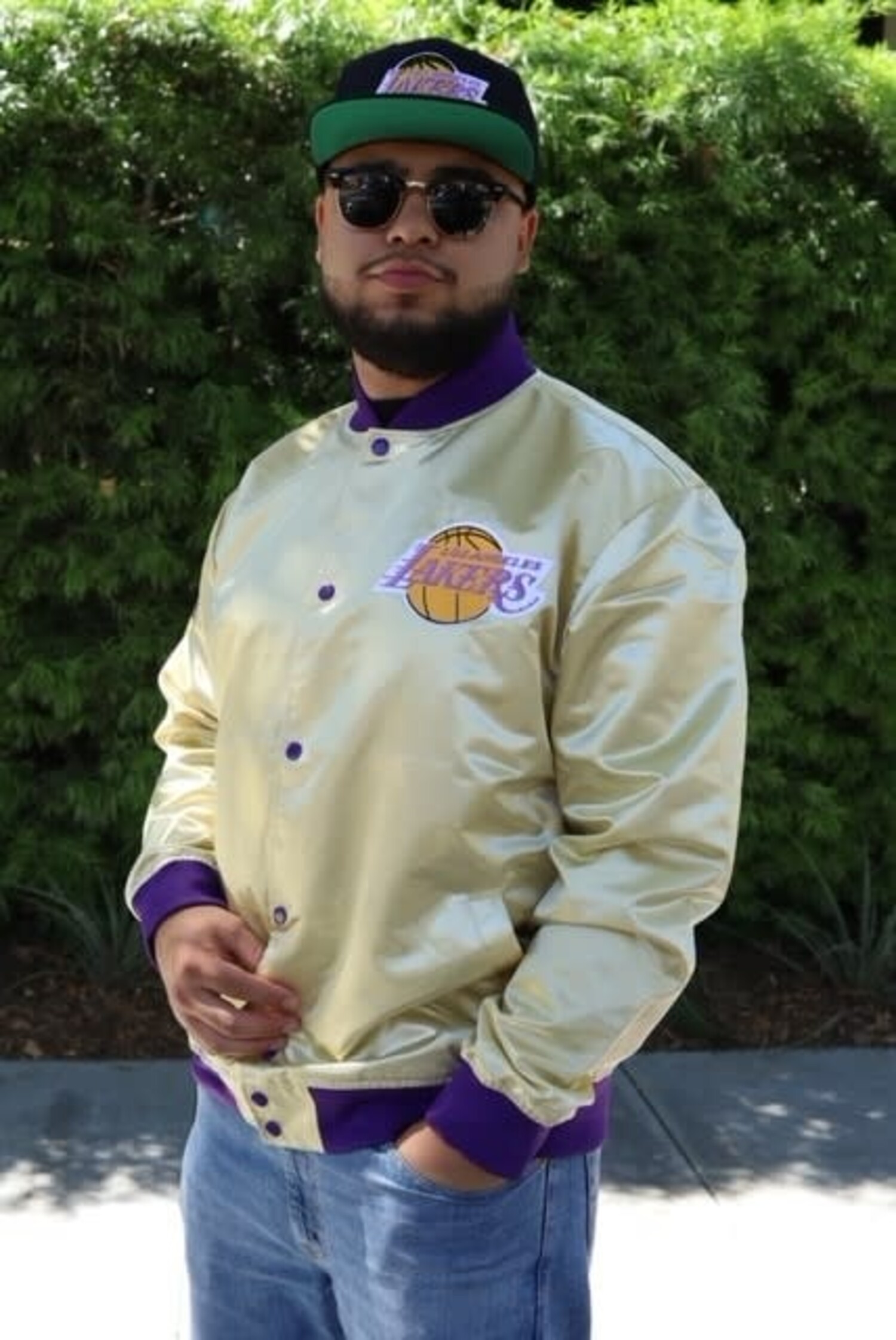 LA Lakers M&N Lightweight Satin Jacket Light Gold - The Locker