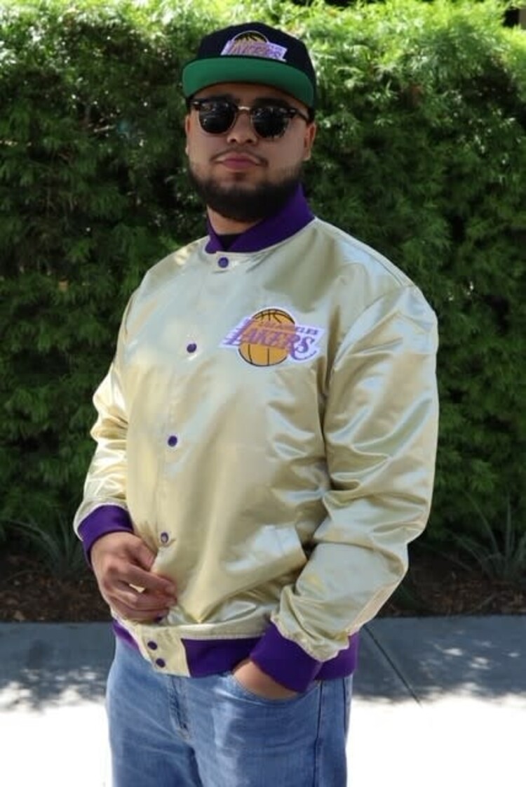 Mitchell and Ness LA Lakers M&N Lightweight Satin Jacket Light Gold
