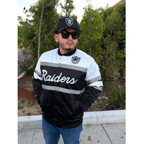 Mitchell and Ness Raiders M&N Special Script Heavyweight Satin Jacket Black White