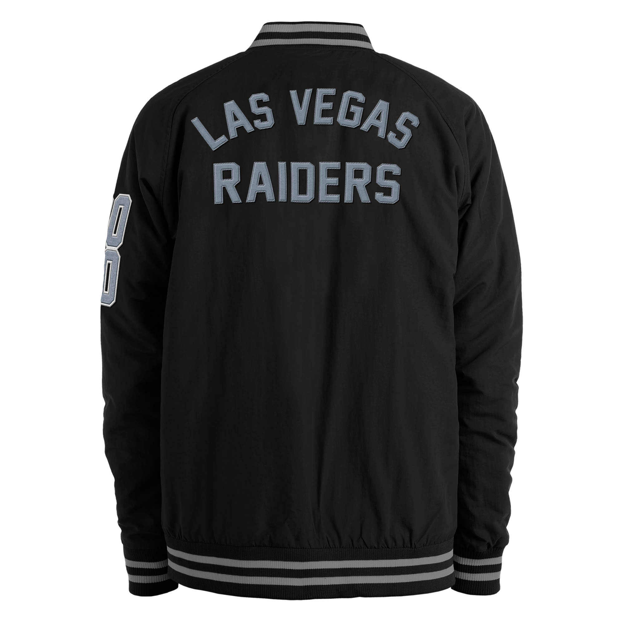 Raiders NE M Black Nylon Varsity Snap Button Jacket - The Locker