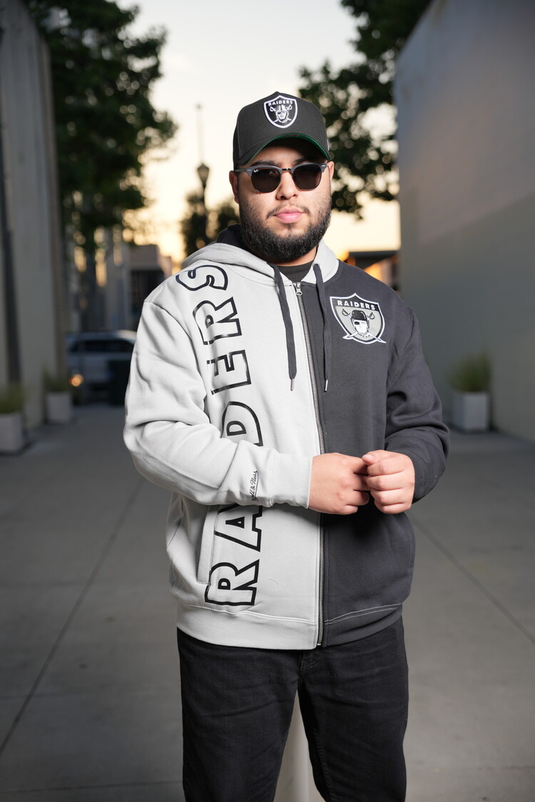 Mitchell and Ness NFL Raiders Men's M&N Full Zip Fleece 2.0 Gray-Black