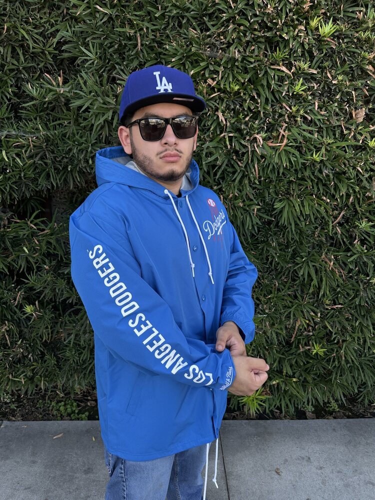 Mitchell and Ness LA Dodgers M&N Hooded Coaches Jacket Royal
