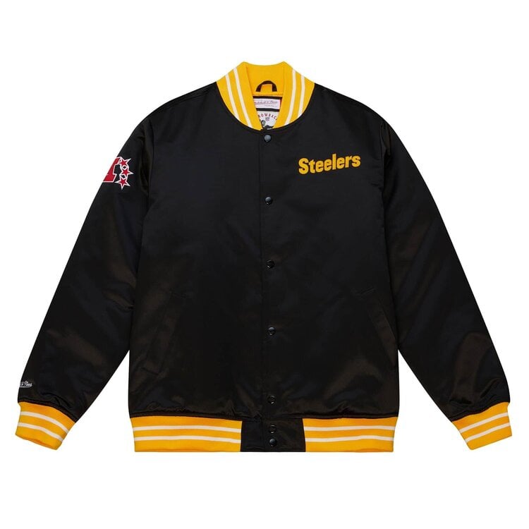 Mitchell and Ness Steelers Men's M&N Heavyweight Satin Button Up Jacket Black