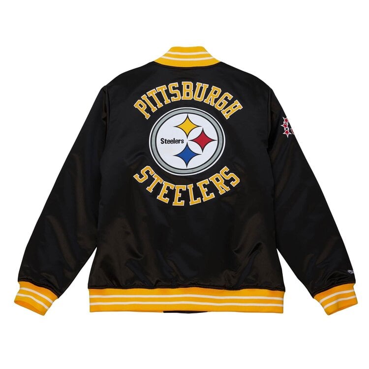 Mitchell and Ness Steelers Men's M&N Heavyweight Satin Button Up Jacket Black