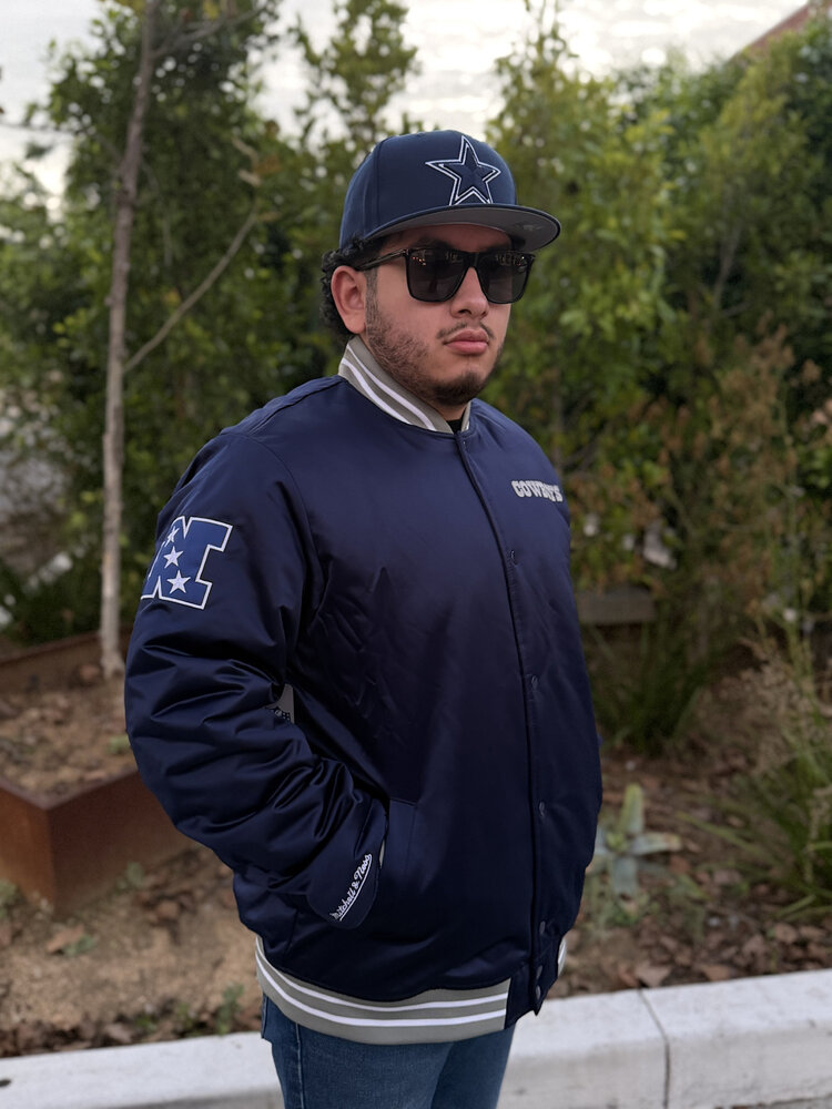 Mitchell and Ness Cowboys Men's M&N Heavyweight Satin  Navy