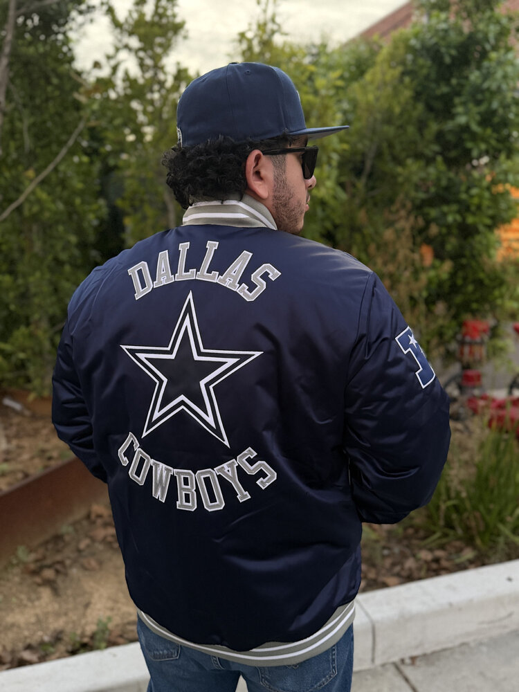 Mitchell and Ness Cowboys Men's M&N Heavyweight Satin  Navy