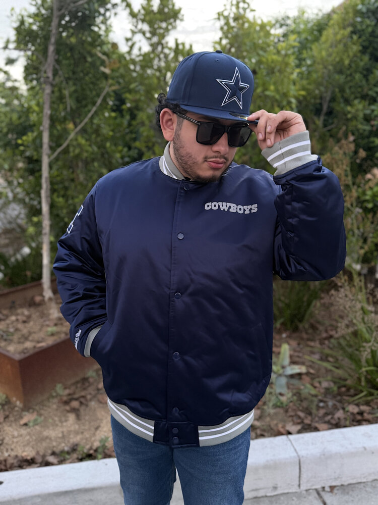 Mitchell and Ness Cowboys Men's M&N Heavyweight Satin  Navy