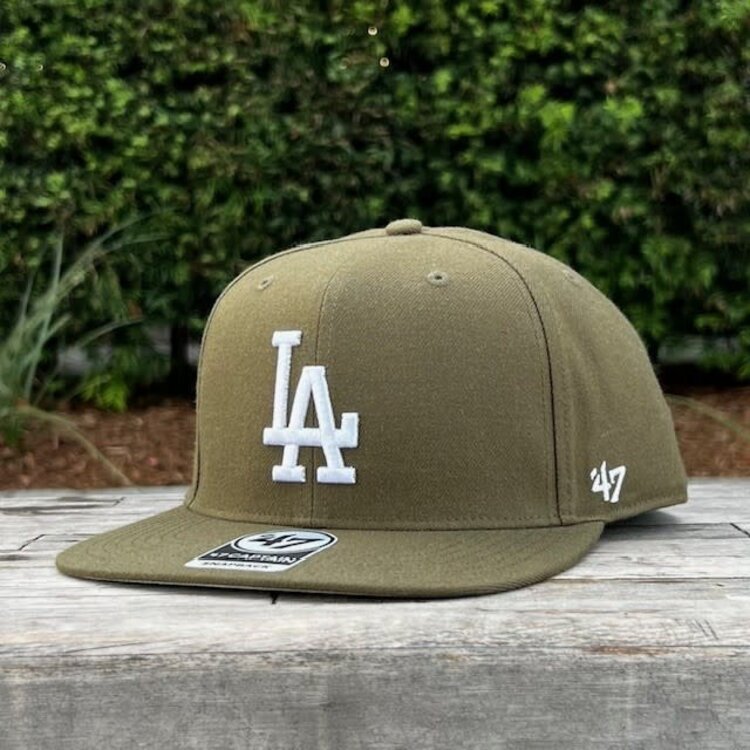 47 Brand LA Dodgers Sure Shot Captain Olive White Snapback