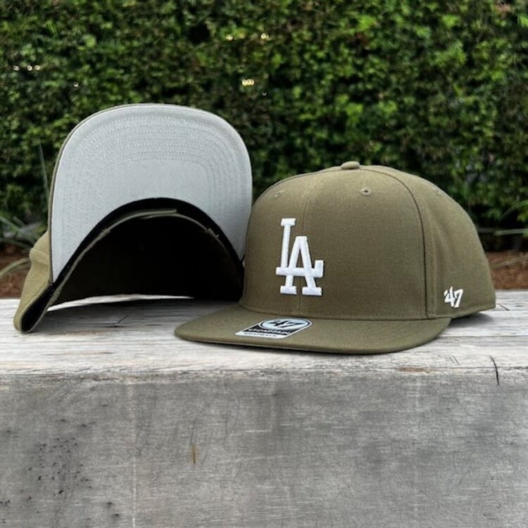 47 Brand LA Dodgers Sure Shot Captain Olive White Snapback