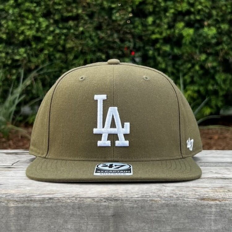 47 Brand LA Dodgers Sure Shot Captain Olive White Snapback