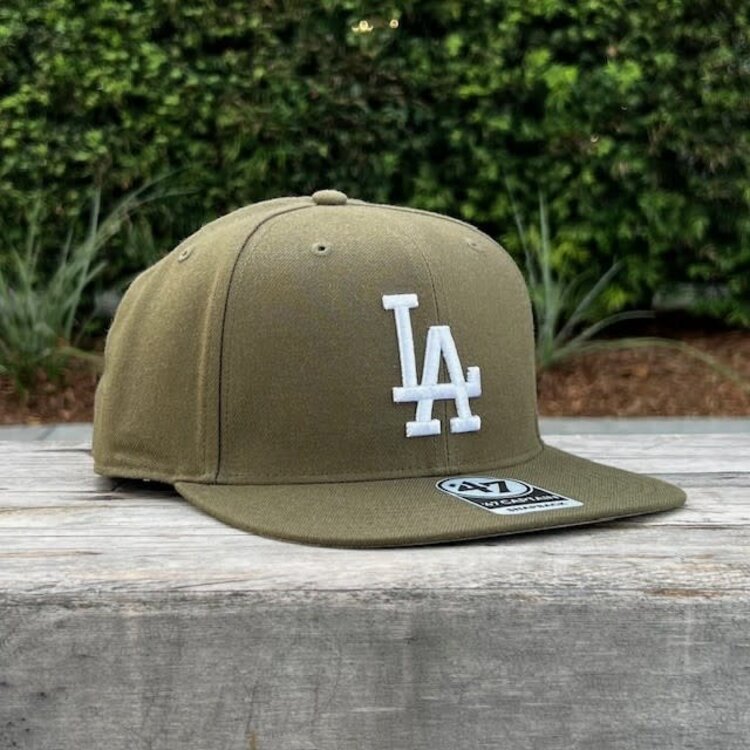 47 Brand LA Dodgers Sure Shot Captain Olive White Snapback