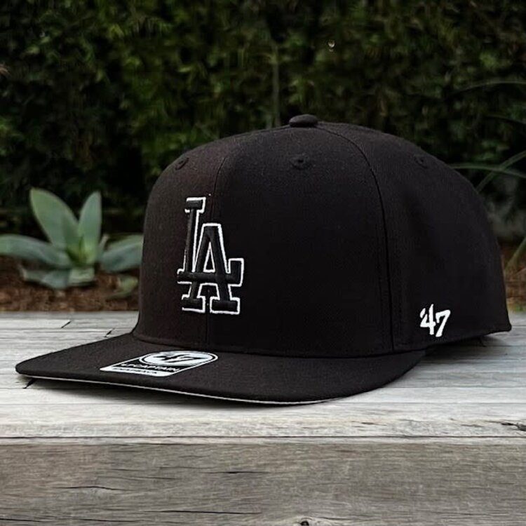 47 Brand LA Dodgers Sure Shot Captain Black Black White Snapback