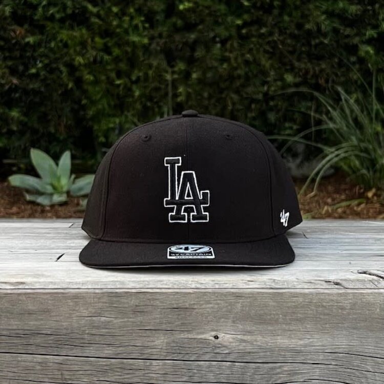 47 Brand LA Dodgers Sure Shot Captain Black Black White Snapback
