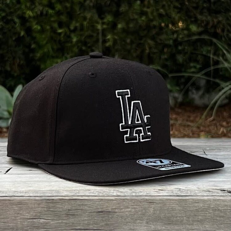 47 Brand LA Dodgers Sure Shot Captain Black Black White Snapback