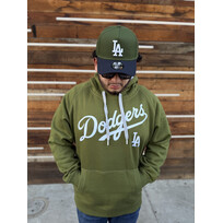 Antigua LA Dodgers Olive Pullover Hoodie Wordmark