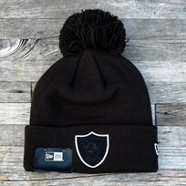 New Era Raiders New Era Black 2-Hit Elemental Cuffed Pom Knit