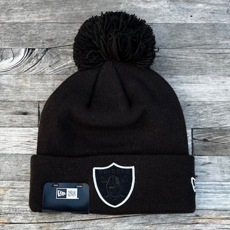 New Era Raiders New Era Black 2-Hit Elemental Cuffed Pom Knit