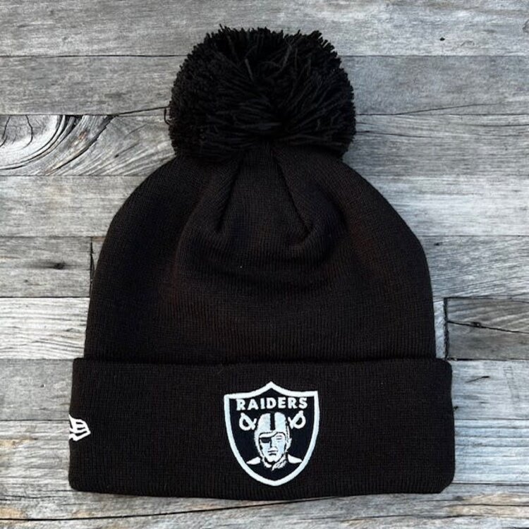 New Era Raiders New Era Black 2-Hit Elemental Cuffed Pom Knit
