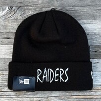 New Era Raiders New Era Black White Sketch Cuffed Knit