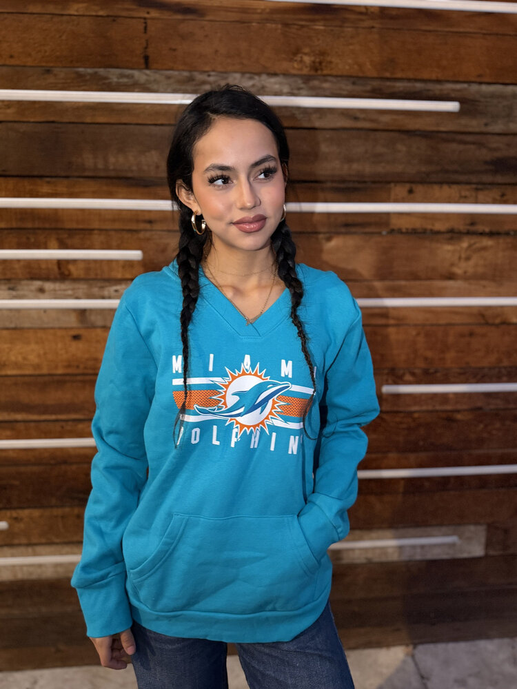 Fanatics Dolphins W Stacked Stripes Hood