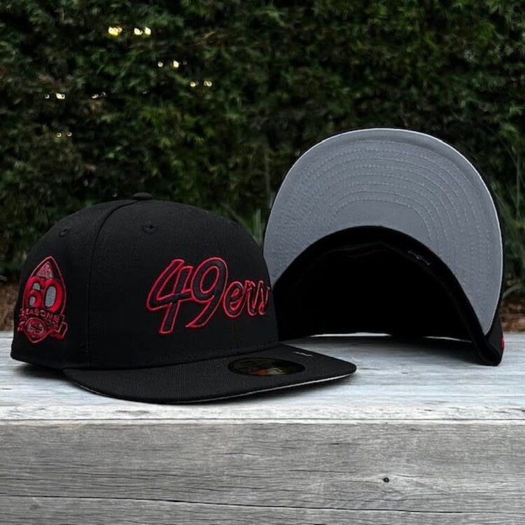 New Era 49ers Black Red Script 60 Seasons