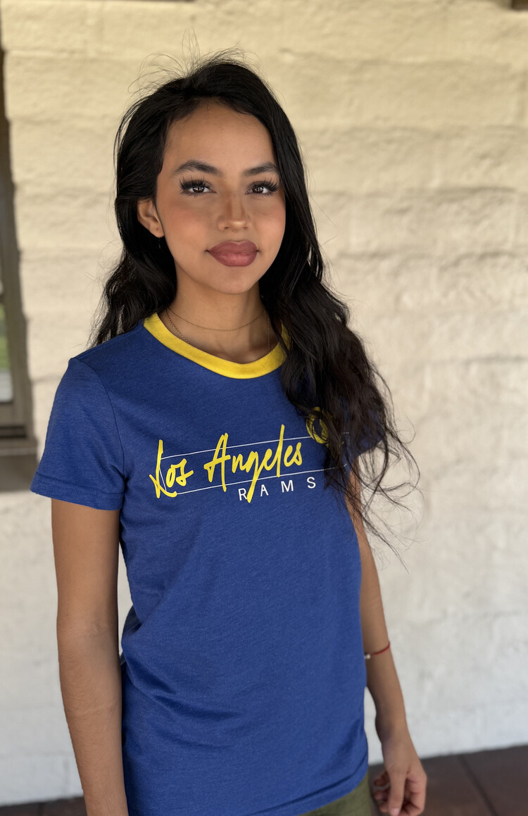 G-III LA Rams Women's G-III Main Play Ringer Crew Tee