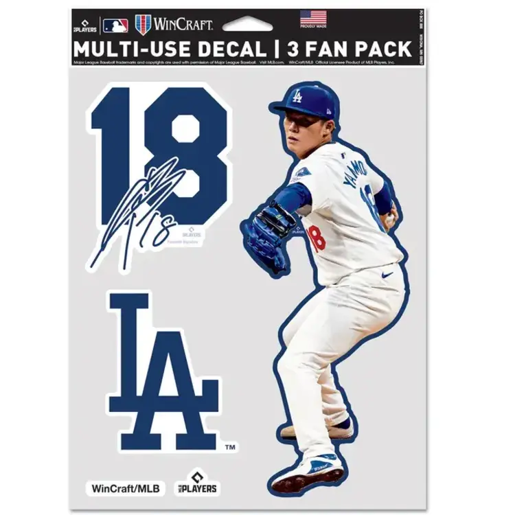 Wincraft 3 Fan Pack Decals MLB LA Dodgers Pitching Yamamoto