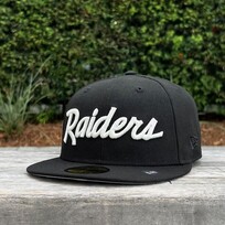 New Era Raiders Script Black White Gray UV