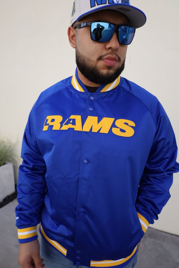Mitchell and Ness LA Rams M&N Lightweight Satin Jacket Royal
