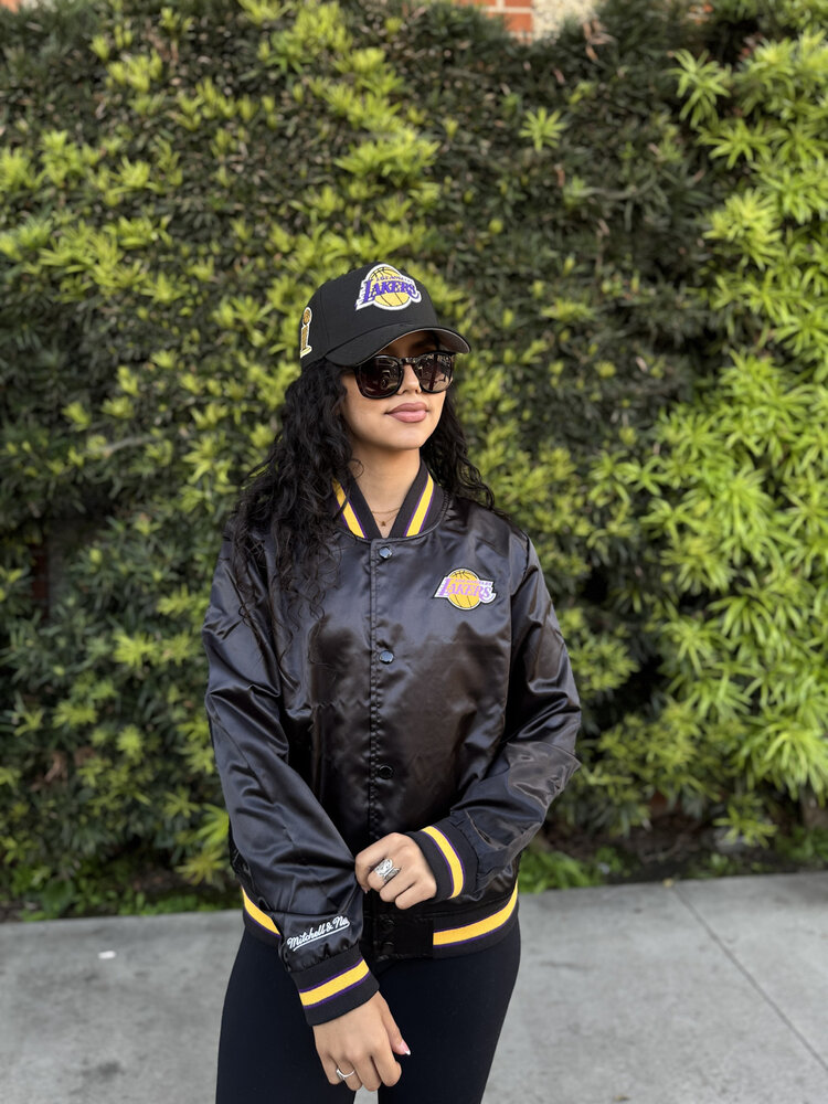 Mitchell and Ness Lakers Women's M&N Satin Jacket Black