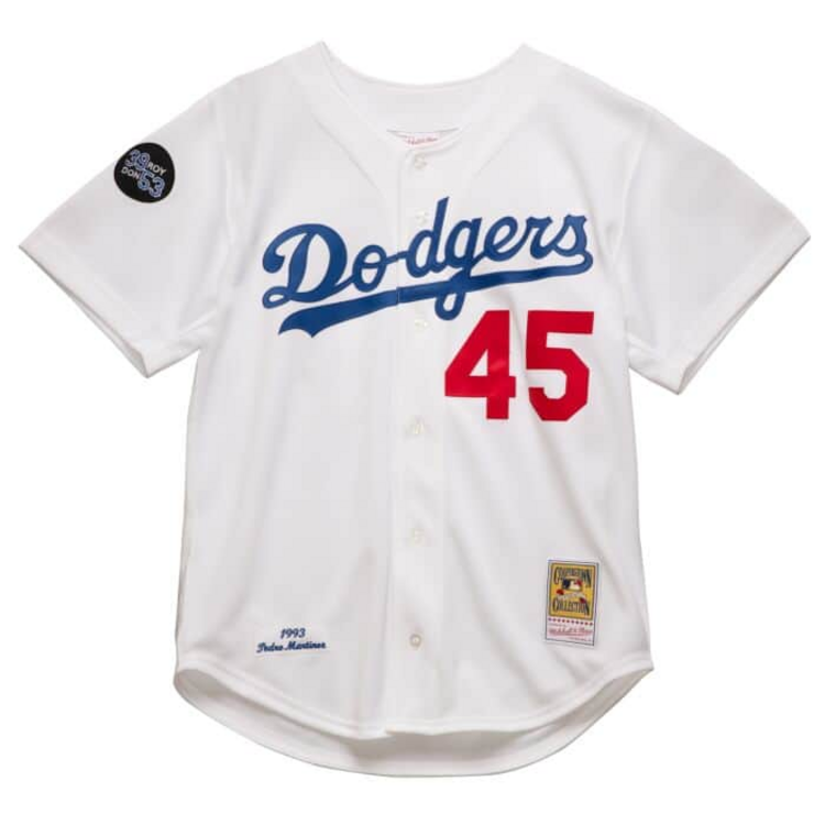 Mitchell and Ness LA Dodgers Men's Mitchell & Ness Authentic 1993 Pedro Martinez #45 Jersey White