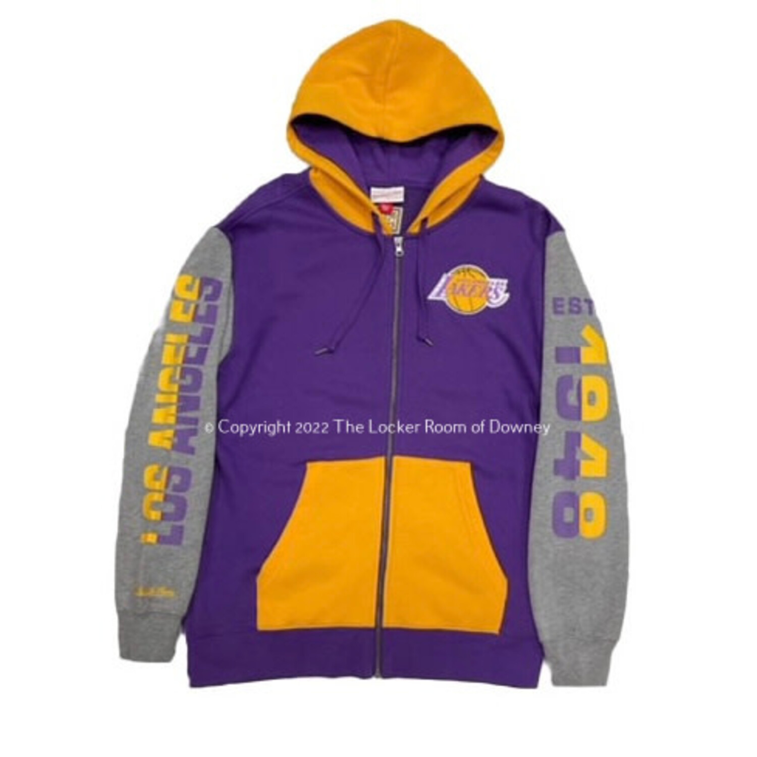 LA Lakers Mitchell & Ness Color Blocked Full-Zip Fleece Hoodie