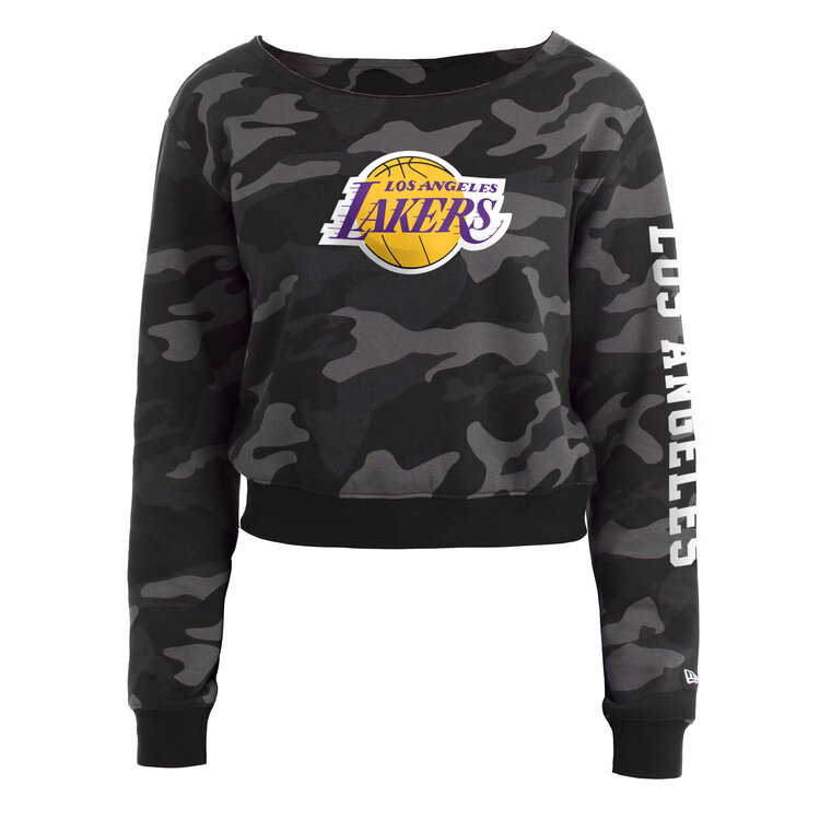 New Era LA Lakers W NE Black Camo L/S Crop