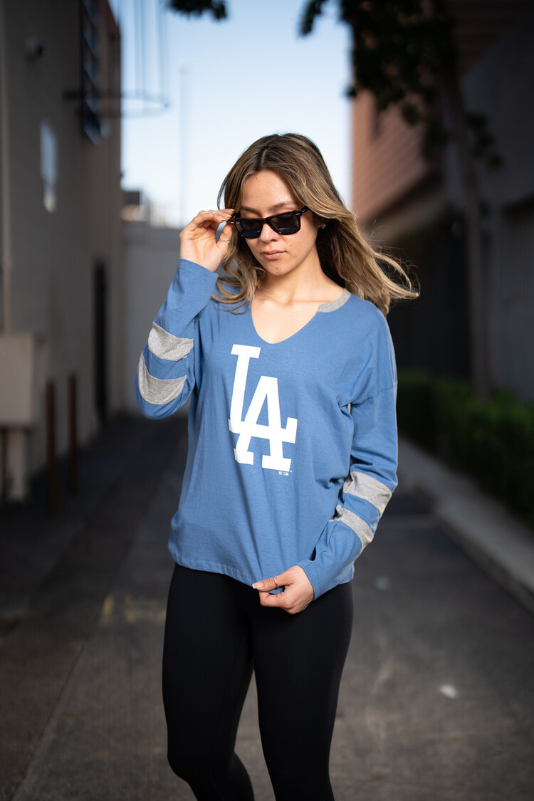 47 Brand LA Dodgers W 47 Cadet Blue Premier Celeste Long Sleeve Tee