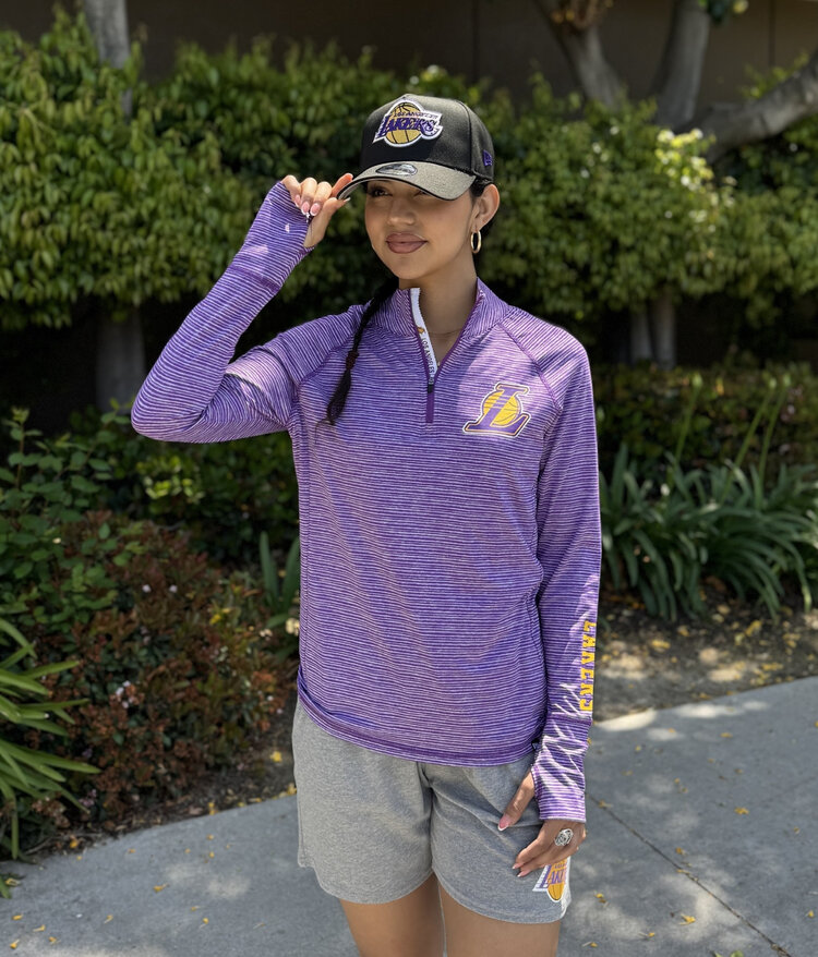 New Era LA Lakers W NE Purple Space Dye 1/4 Zip L/S