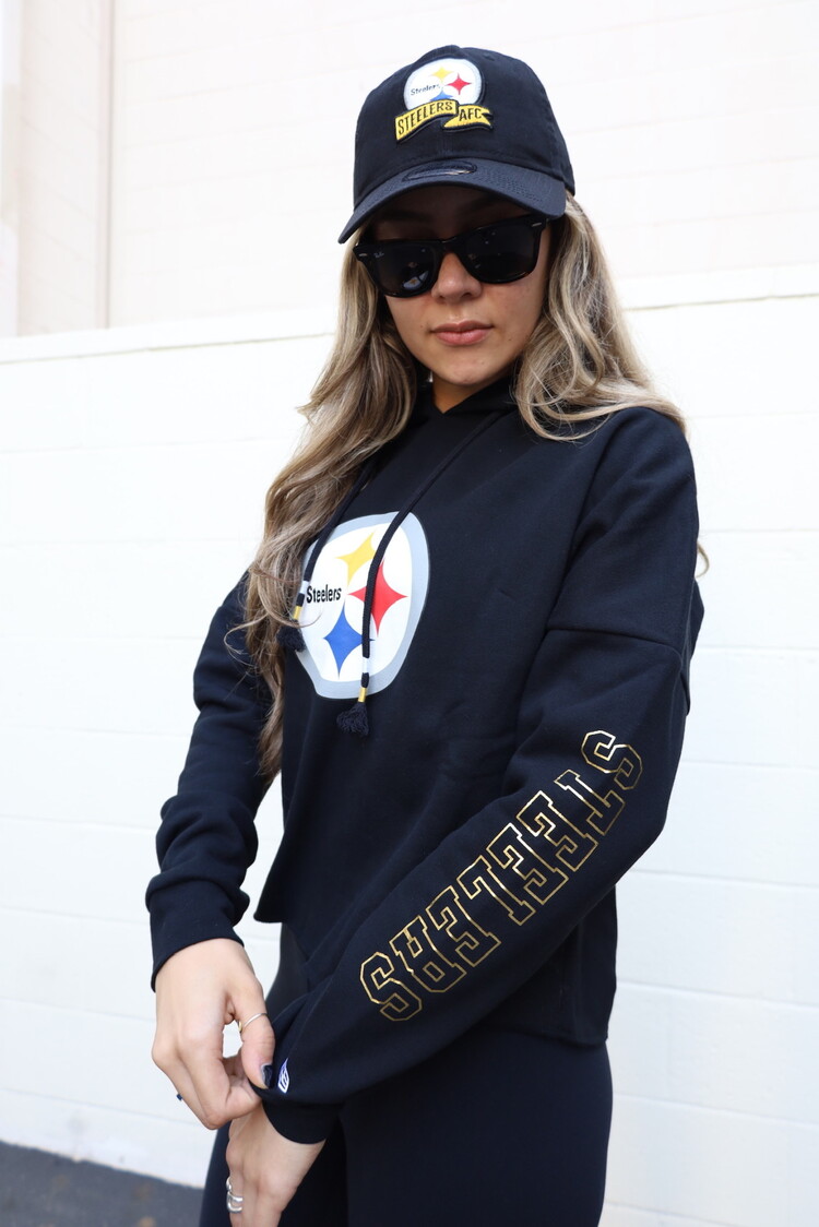 New Era Steelers W NE Black Crop Hoodie