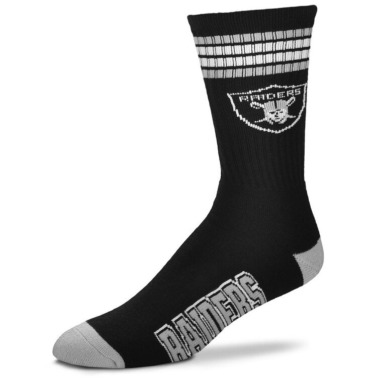 For Bare Feet Sportswear NFL Men's 4 Stripe Deuce Socks Raiders Large