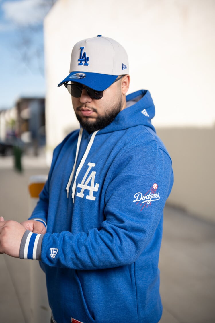 New Era Dodgers NE Men's Throwback Hoodie Royal