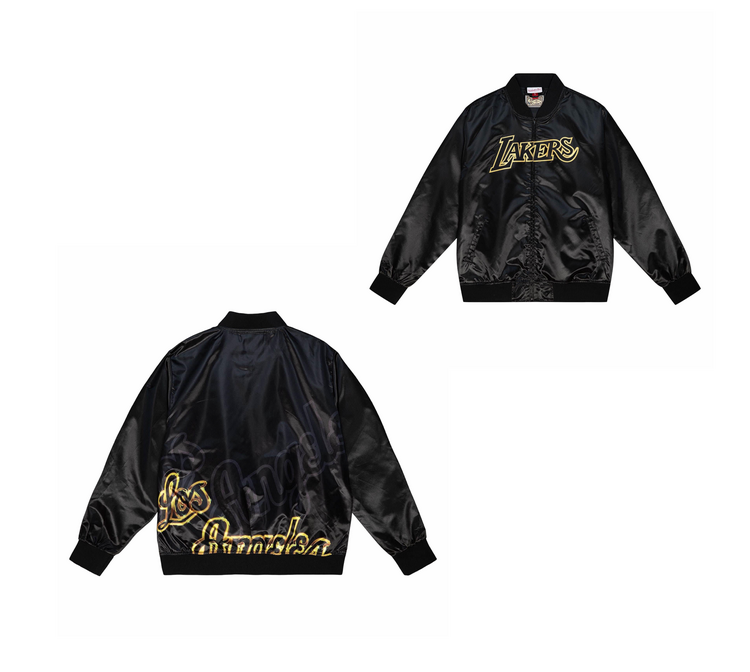 Mitchell and Ness LA Lakers M&N Big Face 4.0 Satin Jacket Black