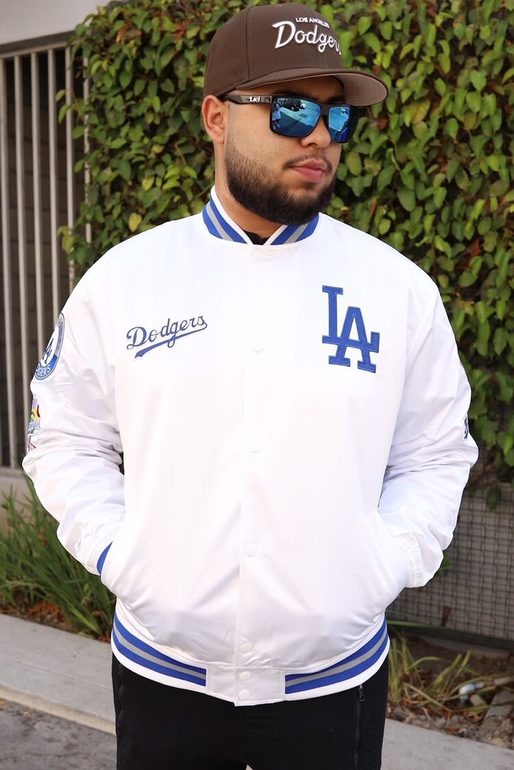 Mitchell and Ness LA Dodgers M&N Men's City Collection Lightweight Satin Jacket White
