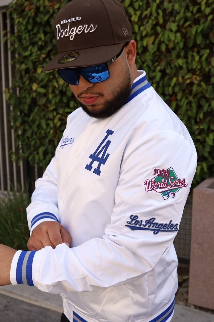 Mitchell and Ness LA Dodgers M&N Men's City Collection Lightweight Satin Jacket White