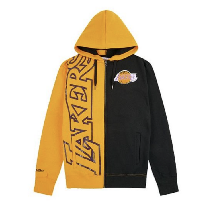 Mitchell and Ness NBA Lakers Men's M&N Full Zip Fleece 2.0 Gold-Black