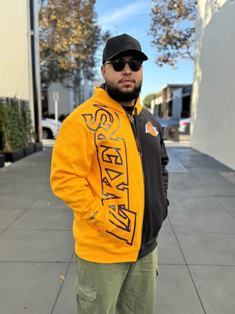 Mitchell and Ness NBA Lakers Men's M&N Full Zip Fleece 2.0 Gold-Black